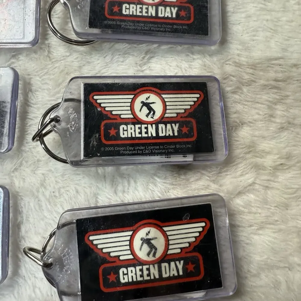 Green Day Wings Logo Acrylic Keychain Vintage Lot 8 Pieces Key O Ring Y2K 2005